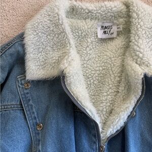 Princess Polly Blue Denim Jacket with Cream Sherpa